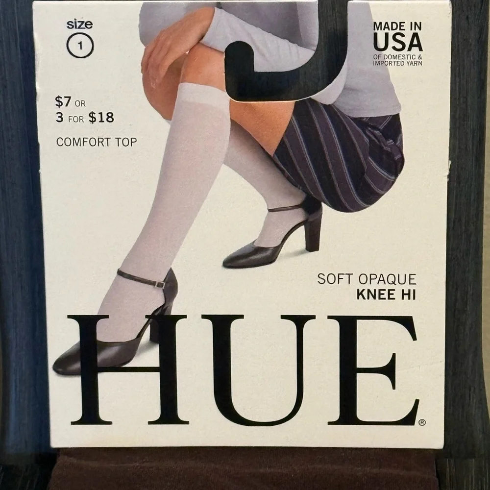 HUE Soft Opaque Knee Hi Socks - Brown Sz 1